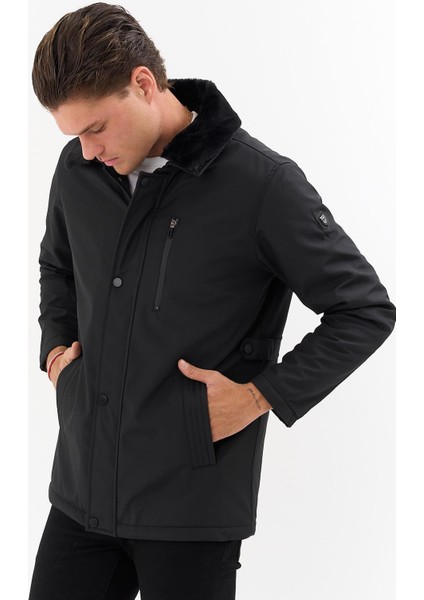 Erkek Siyah Yakası Çıkartılabilir Kürklü Su Itici Içi Kürklü Kaban – Rüzgar Geçirmez, Hafif ve dayanıklı modelleri