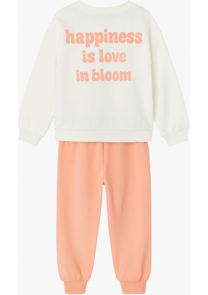 Kız Çocuk Sweatshirt ve Eşofman Takımı Şeftali Renk – Çiçek Desenli, Mevsimlik Rahat Kumaş | Kr Kids Boutique fırsatları