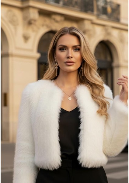 Bisiklet Yaka Uzun Kollu Kürk Mont