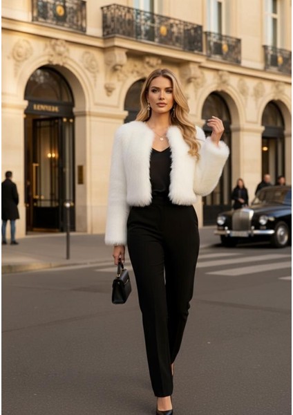 Bisiklet Yaka Uzun Kollu Kürk Mont modelleri