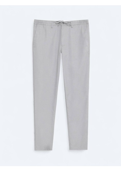 Gri Düz Dokuma Jogging Fit Casual Pantolon