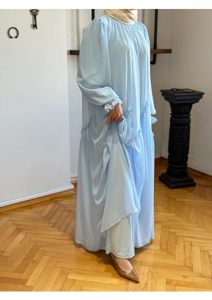 Verev Büzgülü Şifon Elbise 1006 fırsatları