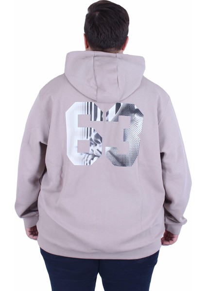 Mocgrande Büyük Beden Kapüşonlu Sweat Double Face Sixty Three 25704 Bej modelleri
