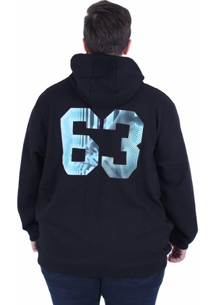 Mocgrande Büyük Beden Kapüşonlu Sweat Double Face Sixty Three 25704 Sıyah modelleri