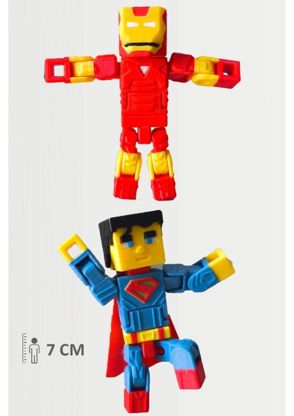 Minecraft Ironman ve Superman Hareketli Eklemli Figür