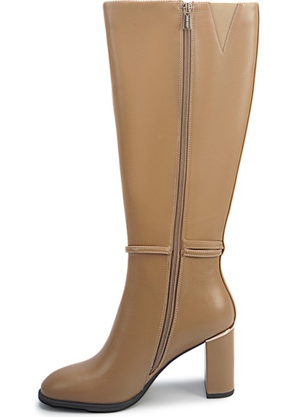 Ortens 5pr Camel. Kadın Topuklu Çizme