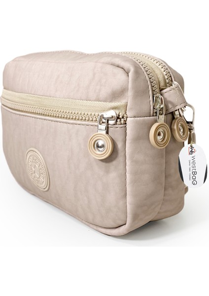 Kadın Çapraz Askılı Üç Gözlü Fermuarlı Krinkıl Günlük Omuz Çantası indirimleri