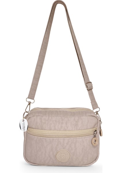 Kadın Çapraz Askılı Üç Gözlü Fermuarlı Krinkıl Günlük Omuz Çantası