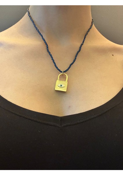 Çelik Kilit Uçlu Kadın Boncuklu Kolye 21 cm modelleri