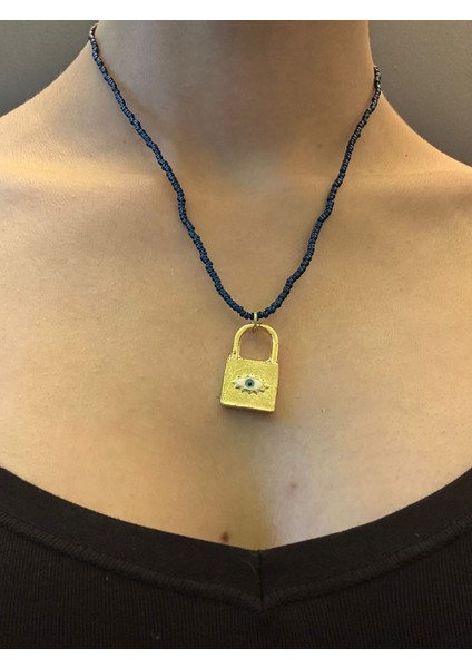 Çelik Kilit Uçlu Kadın Boncuklu Kolye 21 cm fırsatları