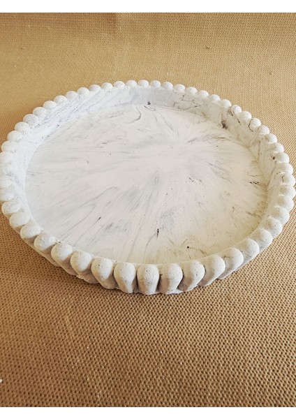 Yuvarlak Beyaz Marble Efektli Beaded Edge Beton Dekor fiyatları