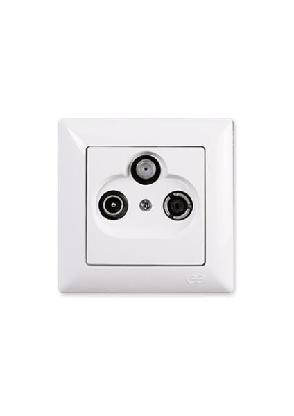 Vısage Beyaz Uydu Prizi Geçişli Sat-Tv-Radyo