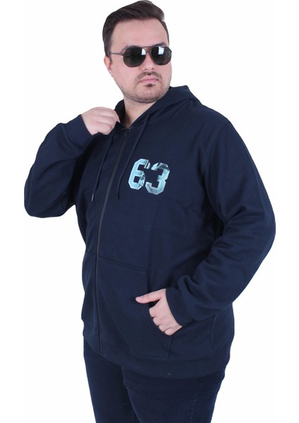 Mocgrande Büyük Beden Kapüşonlu Sweat Double Face Sixty Three 25704 Lacıvert fiyatları