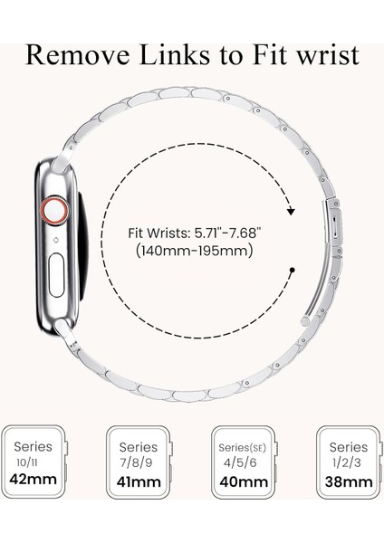 Apple Watch 11-10 42MM 9 8 7 41MM 6 5 4 Se 40MM 38MM Uyumlu 5 Parçalı Bakla Çelik Kordon fiyatları