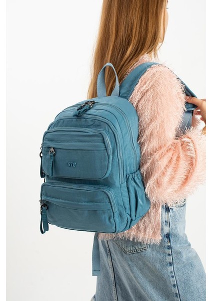 Kadın Sırt Çantası Ultra Hafif Poliamid Kumaş Su Geçirmez Çok Cepli Günlük Sırt Çantası 35*25 cm