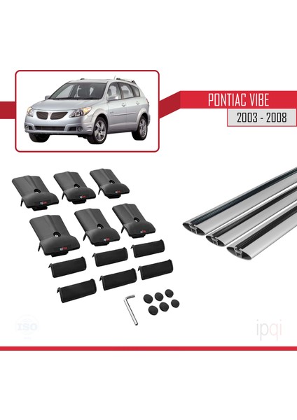 Pontiac Vibe 2003-2008 Arası ile Uyumlu Fly Model Ara Atkı Tavan Barı Gri 3 Adet indirimleri