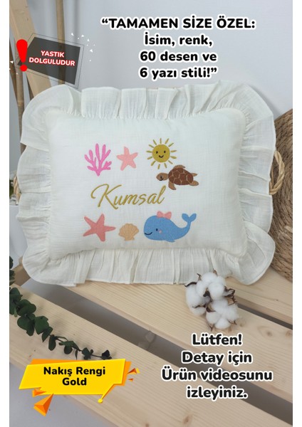 Müslin Yeni Doğan 4katlı Organik %100PAMUK Kişiye Özgü Nakışlı Hastane Çıkış Seti(Okyanus Model-2)