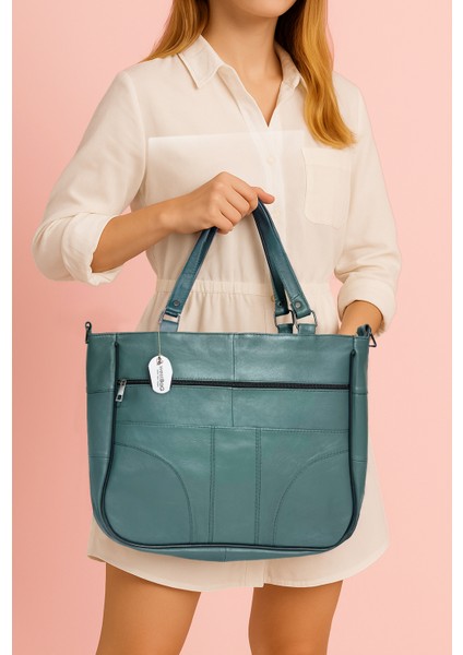 Hakiki Deri Kol Omuz Askılı Çapraz Postacı Çok Gözlü Çanta