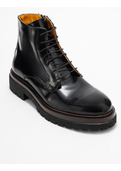 Erkek Kalın Taban Fermuarlı Bot Gerçek Açma Deri Fr 541456 Siyah fırsatları