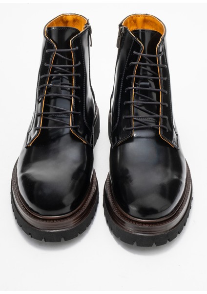 Erkek Kalın Taban Fermuarlı Bot Gerçek Açma Deri Fr 541456 Siyah indirimleri