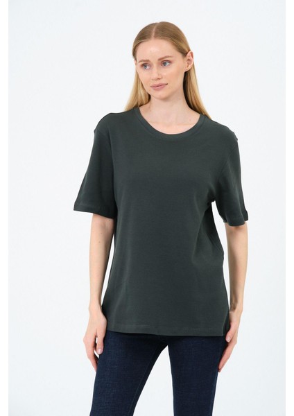 Kadın Bisiklet Yaka Kısa Kollu Basic T-Shirt - Interlok Kumaş