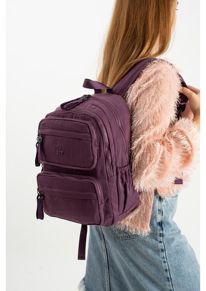 Kadın Sırt Çantası Ultra Hafif Poliamid Kumaş Su Geçirmez Çok Cepli Günlük Sırt Çantası 35*25 cm