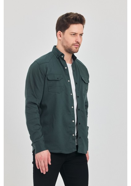Erkek Gömlek Slim Fit Erkek Kot Gömlek