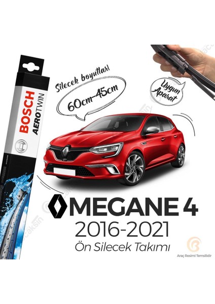 Bosch Aerotwin Muz Silecek Takımı Renault Megane 4 2016-2020 ile Uyumlu