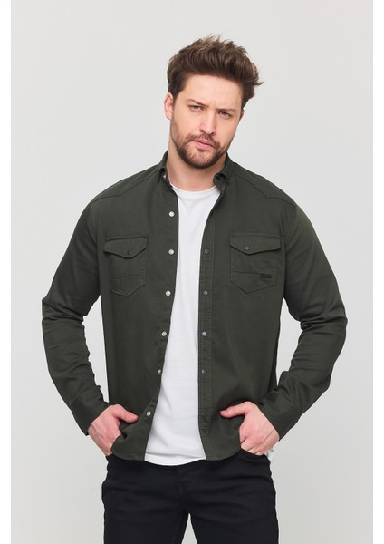 Erkek Gömlek Slim Fit Erkek Kot Gömlek