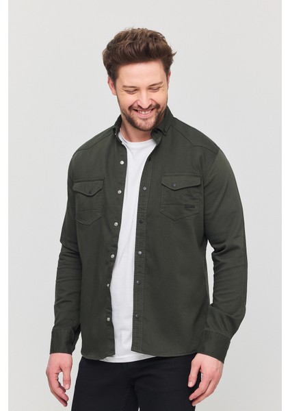 Erkek Gömlek Slim Fit Erkek Kot Gömlek