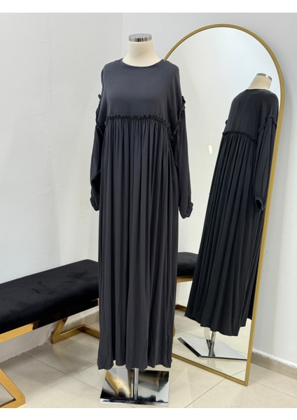 Robalı Büzgülü Oversize Elbise 5093 fırsatları