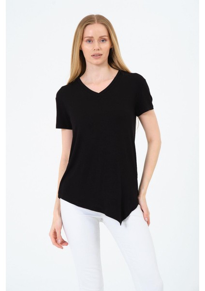Kadın Kısa Kollu Oversize V Yaka T-Şhirt fiyatları