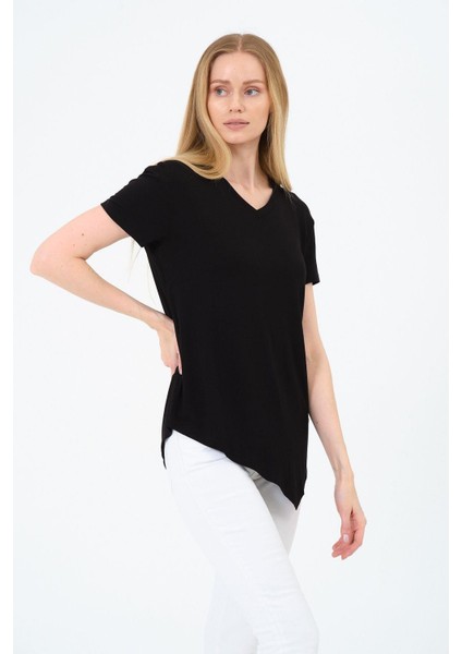 Kadın Kısa Kollu Oversize V Yaka T-Şhirt indirimleri