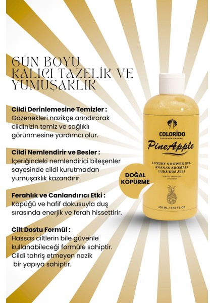 Colorido Luxury Shower Gel Ananas Aromalı Lük Duş Jeli 400 ml modelleri