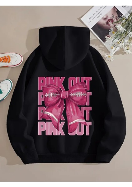 Trend Kurdele Baskılı Rahat Kalıp Şardonlu Kadın Sweatshirt