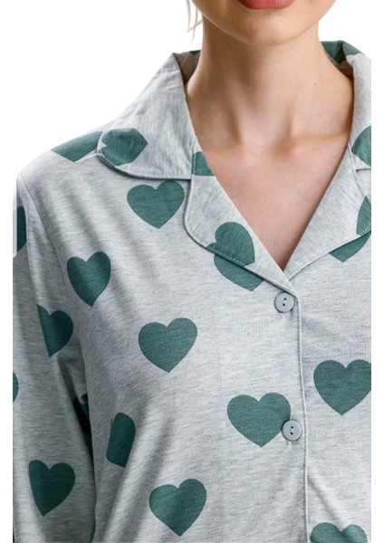 Kalp Desen Pamuk Kadın Pijama Takım fırsatları