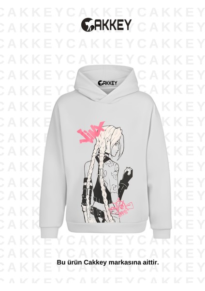 Arcane Lol Unisex Oversize Jinx Baskılı Şardonlu Sweatshirt