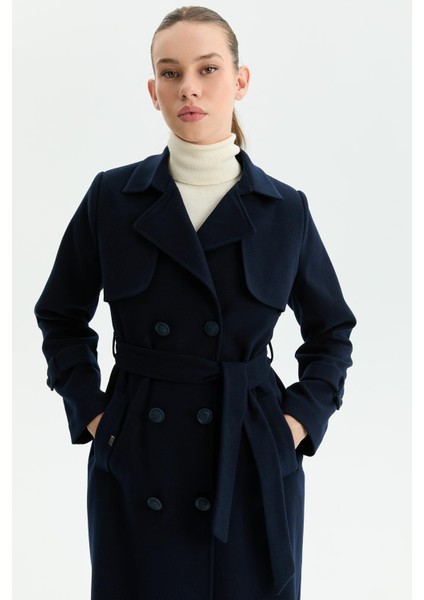 Kışlık Kaşe Kadın Kaban Genç Spor Çift Düğme Kruaze Lacivert 2602 fiyatları