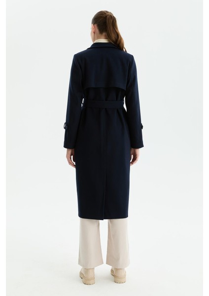 Kışlık Kaşe Kadın Kaban Genç Spor Çift Düğme Kruaze Lacivert 2602 indirimleri