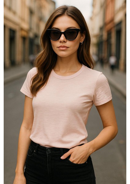 Kadın %100 Organik Pamuklu Relaxed Yıkamalı T-Shirt Bisiklet Yaka Kısa Kollu Kadın Basic Tişört fiyatları