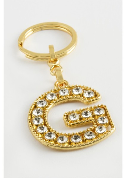 Ds-Derin Sarı Renkli Taşlı Harf Anahtarlık-G