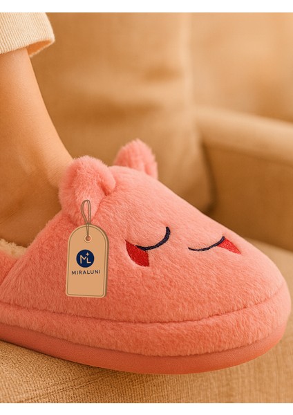 Miraluni Kadın Pembe Peluş Panduf Ev Terliği – Kışlık Sıcak Tutucu, Kaymaz Taban, Sevimli Tasarım modelleri