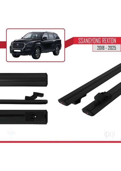Ssangyong Rexton 2018-2025 Arası ile Uyumlu Basıc Model Ara Atkı Tavan Barı Siyah 2 Adet modelleri