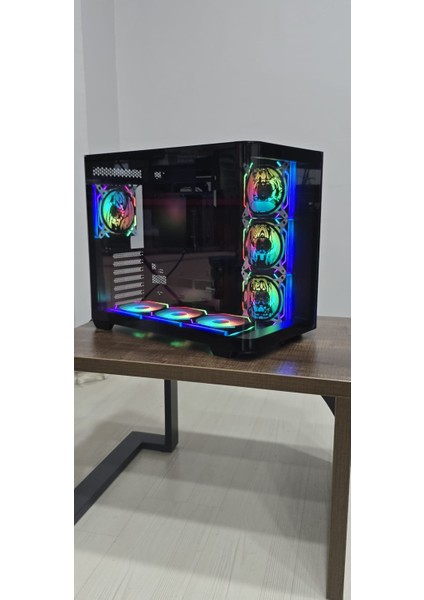 Anime Karakterli 7 Argb Fanlı 750W 80+ Bronze Power Supply Siyah Kavisli Cam Akvaryum Kasa modelleri