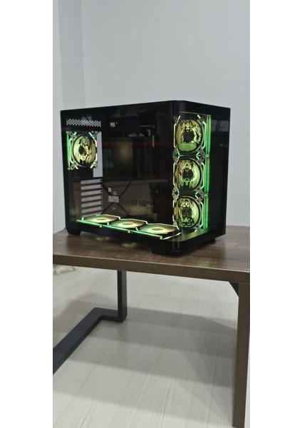 Anime Karakterli 7 Argb Fanlı 750W 80+ Bronze Power Supply Siyah Kavisli Cam Akvaryum Kasa fırsatları