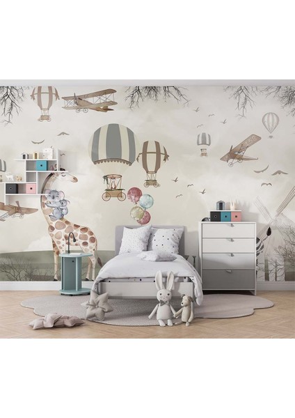Sevimli Safari Hayvanları Çocuk Odası Duvar Kağıdı modelleri