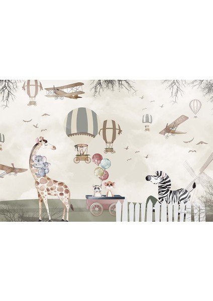 Sevimli Safari Hayvanları Çocuk Odası Duvar Kağıdı fırsatları