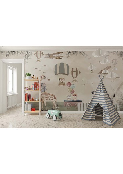 Sevimli Safari Hayvanları Çocuk Odası Duvar Kağıdı indirimleri
