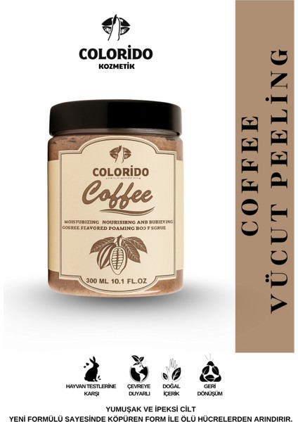 Colorido Türk Kahveli Body Scrub Besleyici Arındırıcı Nemlendirici Vücut Peelingi 300 ml