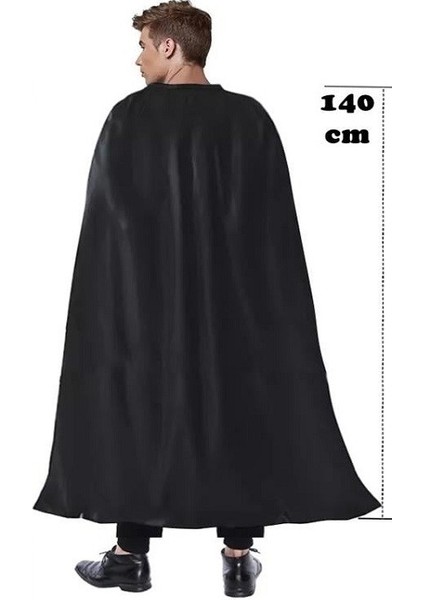 Halloween Parti Pelerini Siyah Saten 140 cm